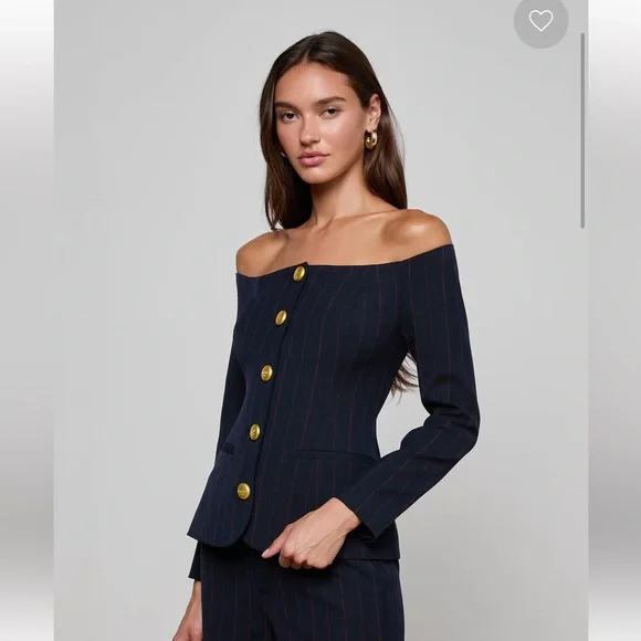 New with tags - L'AGENCE Alice Off-Shoulder Blazer - Picture 3 of 11